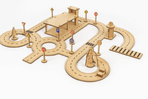 Kreative Holz-Autorennbahn zum Selbstgestalten | Bastelspielzeug für Kinder
